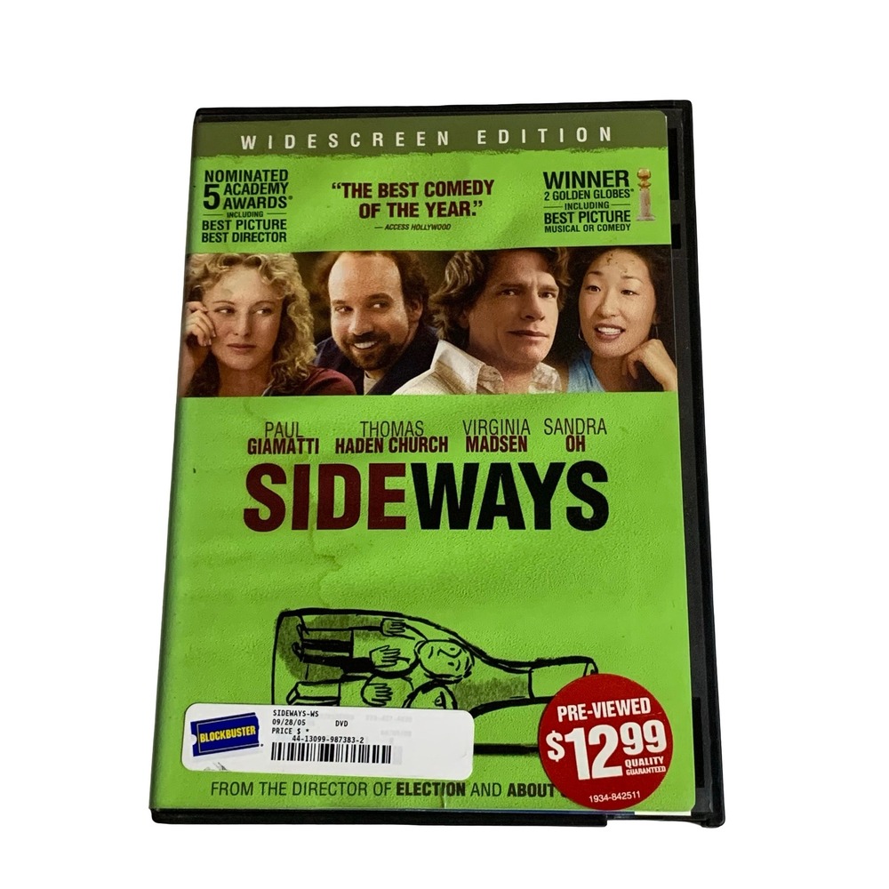 Sideways DVD Widescreen Edition Blockbuster Case Paul Giamatti 2005 Movie